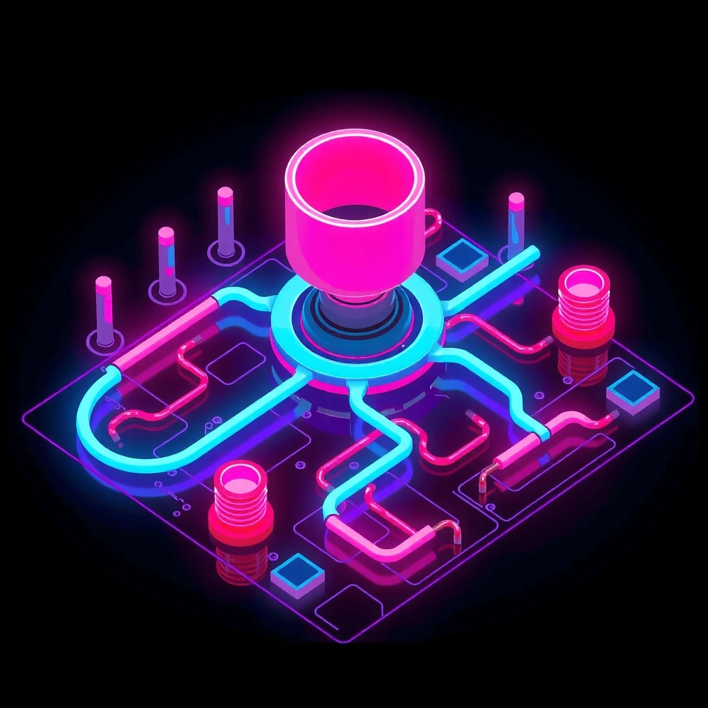 Abstract neon circuit background
